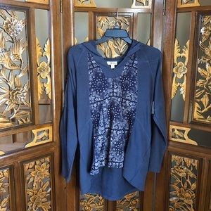 Style&Co Mosaic Print Long Sleeve Pullover Hoodie